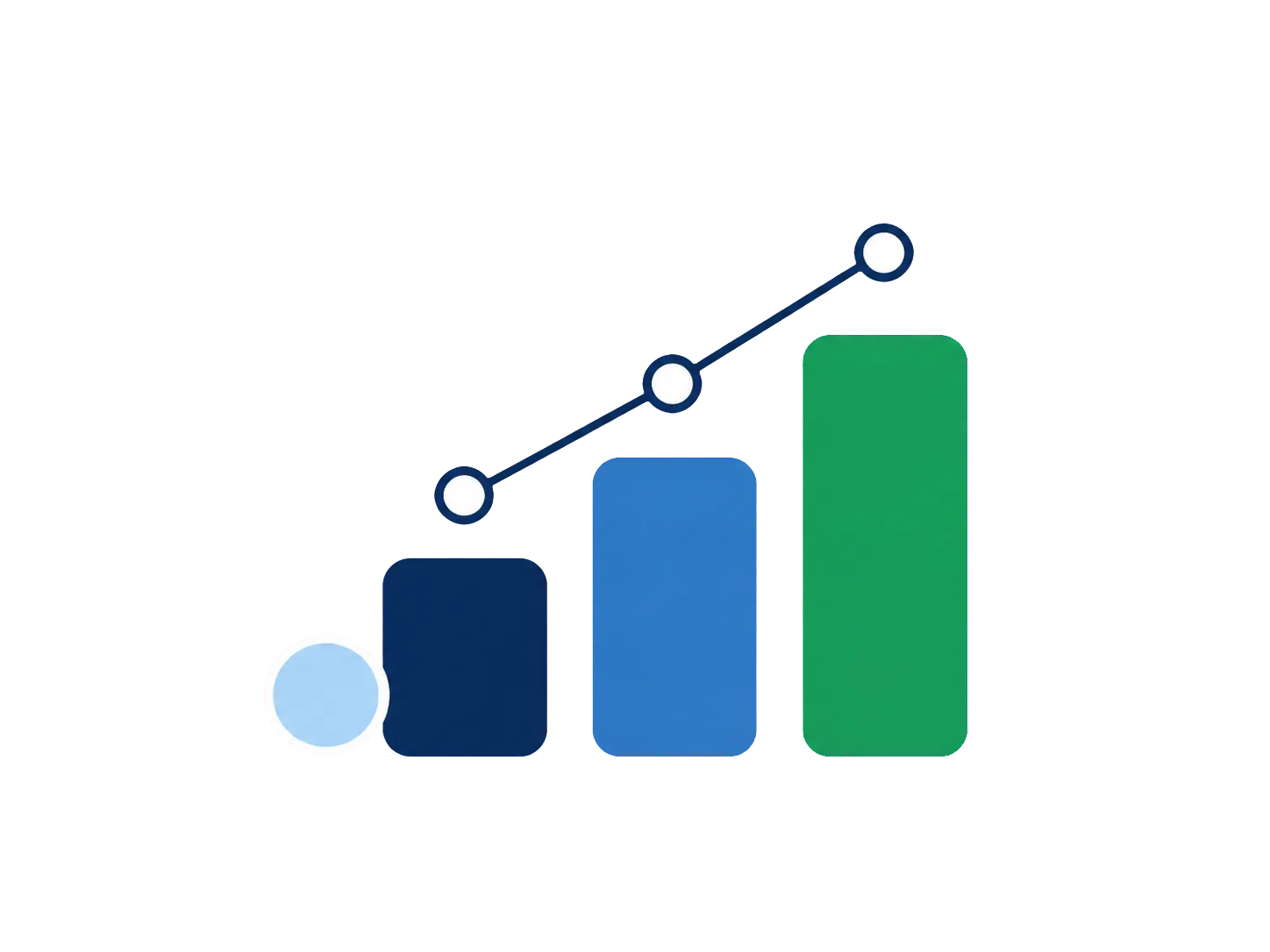Gráfico sencillo de progresión salarial en azul y verde